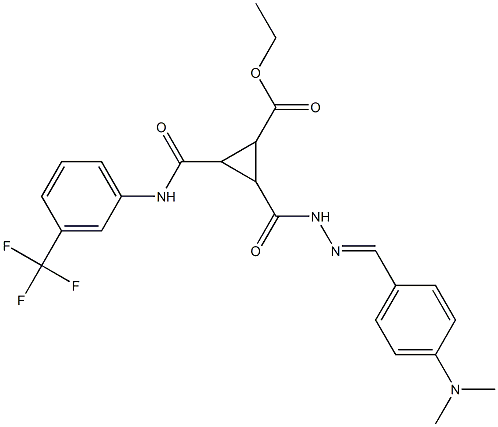 ethyl 2-[(2-{[4-(dimethylamino)phenyl]methylene}hydrazino)carbonyl]-3-{[3-(trifluoromethyl)anilino]carbonyl}cyclopropanecarboxylate Struktur