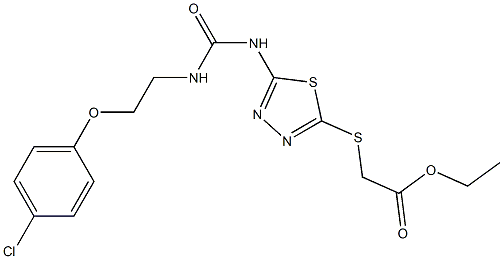 ethyl 2-({5-[({[2-(4-chlorophenoxy)ethyl]amino}carbonyl)amino]-1,3,4-thiadiazol-2-yl}sulfanyl)acetate Struktur