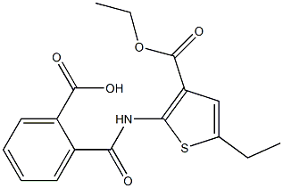 2-({[3-(ethoxycarbonyl)-5-ethyl-2-thienyl]amino}carbonyl)benzoic acid Struktur