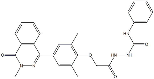 N1-phenyl-2-{2-[2,6-dimethyl-4-(3-methyl-4-oxo-3,4-dihydrophthalazin-1-yl)phenoxy]acetyl}hydrazine-1-carboxamide Struktur