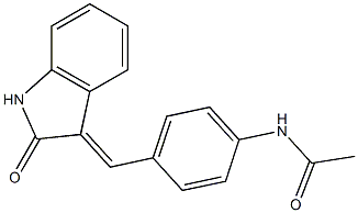 N1-{4-[(2-oxo-2,3-dihydro-1H-indol-3-yliden)methyl]phenyl}acetamide Struktur