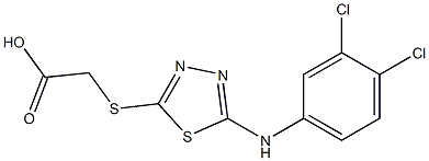 2-({5-[(3,4-dichlorophenyl)amino]-1,3,4-thiadiazol-2-yl}sulfanyl)acetic acid Struktur