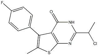 2-(1-chloroethyl)-5-(4-fluorophenyl)-6-methyl-3H,4H-thieno[2,3-d]pyrimidin-4-one Struktur