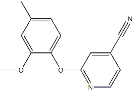 2-(2-methoxy-4-methylphenoxy)isonicotinonitrile Struktur