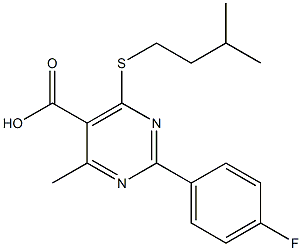 2-(4-fluorophenyl)-4-methyl-6-[(3-methylbutyl)thio]pyrimidine-5-carboxylic acid Struktur