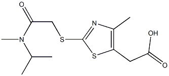 2-[4-methyl-2-({[methyl(propan-2-yl)carbamoyl]methyl}sulfanyl)-1,3-thiazol-5-yl]acetic acid Struktur