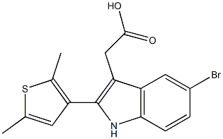 2-[5-bromo-2-(2,5-dimethylthiophen-3-yl)-1H-indol-3-yl]acetic acid Struktur