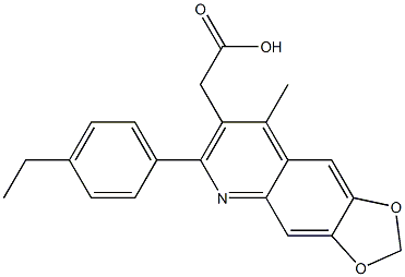 2-[6-(4-ethylphenyl)-8-methyl-2H-[1,3]dioxolo[4,5-g]quinolin-7-yl]acetic acid Struktur