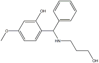 2-{[(3-hydroxypropyl)amino](phenyl)methyl}-5-methoxyphenol Struktur