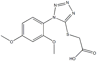 2-{[1-(2,4-dimethoxyphenyl)-1H-1,2,3,4-tetrazol-5-yl]sulfanyl}acetic acid Struktur