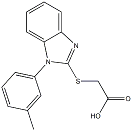 2-{[1-(3-methylphenyl)-1H-1,3-benzodiazol-2-yl]sulfanyl}acetic acid Struktur