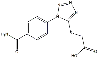 2-{[1-(4-carbamoylphenyl)-1H-1,2,3,4-tetrazol-5-yl]sulfanyl}acetic acid Struktur