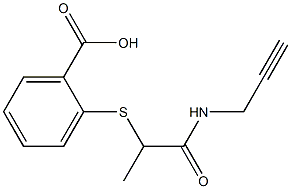 2-{[1-(prop-2-yn-1-ylcarbamoyl)ethyl]sulfanyl}benzoic acid Struktur