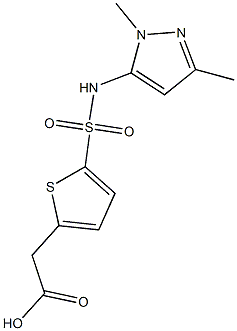 2-{5-[(1,3-dimethyl-1H-pyrazol-5-yl)sulfamoyl]thiophen-2-yl}acetic acid Struktur