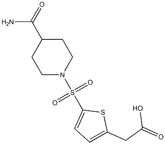 2-{5-[(4-carbamoylpiperidine-1-)sulfonyl]thiophen-2-yl}acetic acid Struktur