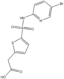 2-{5-[(5-bromopyridin-2-yl)sulfamoyl]thiophen-2-yl}acetic acid Struktur