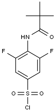 4-(2,2-dimethylpropanamido)-3,5-difluorobenzene-1-sulfonyl chloride Struktur