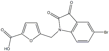 5-[(5-bromo-2,3-dioxo-2,3-dihydro-1H-indol-1-yl)methyl]furan-2-carboxylic acid Struktur