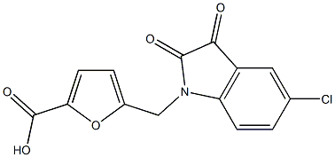 5-[(5-chloro-2,3-dioxo-2,3-dihydro-1H-indol-1-yl)methyl]furan-2-carboxylic acid Struktur