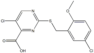 5-chloro-2-[(5-chloro-2-methoxybenzyl)thio]pyrimidine-4-carboxylic acid Struktur