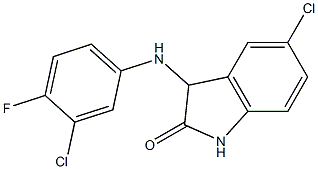 5-chloro-3-[(3-chloro-4-fluorophenyl)amino]-2,3-dihydro-1H-indol-2-one Struktur