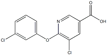 5-chloro-6-(3-chlorophenoxy)pyridine-3-carboxylic acid Struktur