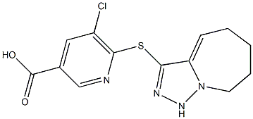 5-chloro-6-{5H,6H,7H,8H,9H-[1,2,4]triazolo[3,4-a]azepin-3-ylsulfanyl}pyridine-3-carboxylic acid Struktur