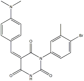 1-(4-bromo-3-methylphenyl)-5-[4-(dimethylamino)benzylidene]-2,4,6(1H,3H,5H)-pyrimidinetrione Struktur