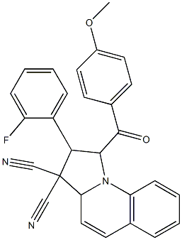 2-(2-fluorophenyl)-1-(4-methoxybenzoyl)-1,2-dihydropyrrolo[1,2-a]quinoline-3,3(3aH)-dicarbonitrile Struktur