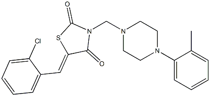 5-(2-chlorobenzylidene)-3-{[4-(2-methylphenyl)-1-piperazinyl]methyl}-1,3-thiazolidine-2,4-dione Struktur