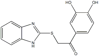 2-(1H-benzimidazol-2-ylsulfanyl)-1-(3,4-dihydroxyphenyl)ethanone Struktur