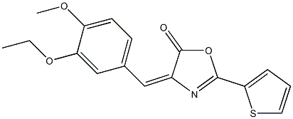 4-(3-ethoxy-4-methoxybenzylidene)-2-(2-thienyl)-1,3-oxazol-5(4H)-one Struktur