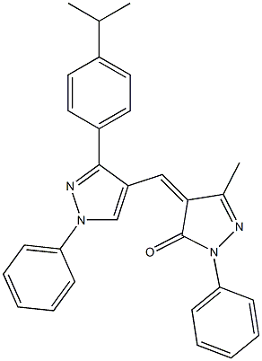 4-{[3-(4-isopropylphenyl)-1-phenyl-1H-pyrazol-4-yl]methylene}-5-methyl-2-phenyl-2,4-dihydro-3H-pyrazol-3-one Struktur