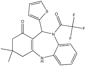 3,3-dimethyl-11-(2-thienyl)-10-(trifluoroacetyl)-2,3,4,5,10,11-hexahydro-1H-dibenzo[b,e][1,4]diazepin-1-one Struktur