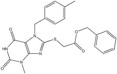 benzyl {[3-methyl-7-(4-methylbenzyl)-2,6-dioxo-2,3,6,7-tetrahydro-1H-purin-8-yl]thio}acetate Struktur