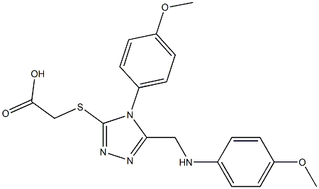 {[5-[(4-methoxyanilino)methyl]-4-(4-methoxyphenyl)-4H-1,2,4-triazol-3-yl]sulfanyl}acetic acid Struktur