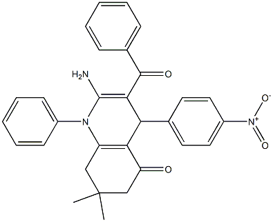 2-amino-3-benzoyl-4-{4-nitrophenyl}-7,7-dimethyl-1-phenyl-4,6,7,8-tetrahydro-5(1H)-quinolinone Struktur