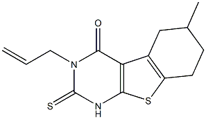 3-allyl-6-methyl-2-thioxo-2,3,5,6,7,8-hexahydro[1]benzothieno[2,3-d]pyrimidin-4(1H)-one Struktur