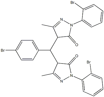 2-(2-bromophenyl)-4-{(4-bromophenyl)[1-(2-bromophenyl)-3-methyl-5-oxo-4,5-dihydro-1H-pyrazol-4-yl]methyl}-5-methyl-2,4-dihydro-3H-pyrazol-3-one Struktur