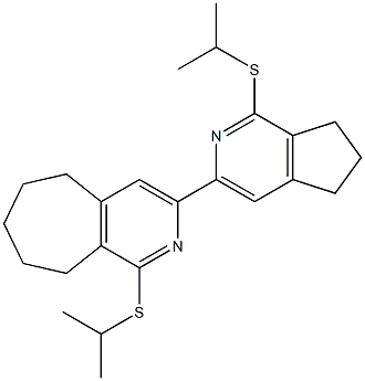 1-(isopropylsulfanyl)-3-[1-(isopropylsulfanyl)-6,7-dihydro-5H-cyclopenta[c]pyridin-3-yl]-6,7,8,9-tetrahydro-5H-cyclohepta[c]pyridine Struktur