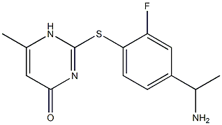 2-{[4-(1-aminoethyl)-2-fluorophenyl]sulfanyl}-6-methyl-1,4-dihydropyrimidin-4-one Struktur