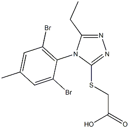 2-{[4-(2,6-dibromo-4-methylphenyl)-5-ethyl-4H-1,2,4-triazol-3-yl]sulfanyl}acetic acid Struktur