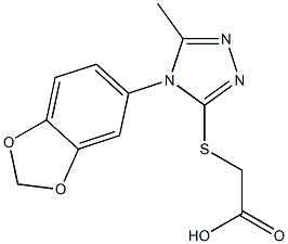 2-{[4-(2H-1,3-benzodioxol-5-yl)-5-methyl-4H-1,2,4-triazol-3-yl]sulfanyl}acetic acid Struktur