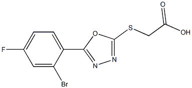 2-{[5-(2-bromo-4-fluorophenyl)-1,3,4-oxadiazol-2-yl]sulfanyl}acetic acid Struktur