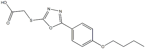 2-{[5-(4-butoxyphenyl)-1,3,4-oxadiazol-2-yl]sulfanyl}acetic acid Struktur