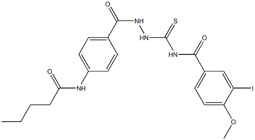 3-iodo-4-methoxy-N-({2-[4-(pentanoylamino)benzoyl]hydrazino}carbothioyl)benzamide Struktur