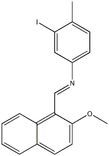 N-(3-iodo-4-methylphenyl)-N-[(E)-(2-methoxy-1-naphthyl)methylidene]amine Struktur