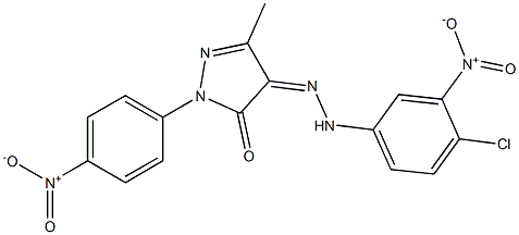 3-methyl-1-(4-nitrophenyl)-1H-pyrazole-4,5-dione 4-[N-(4-chloro-3-nitrophenyl)hydrazone] Struktur