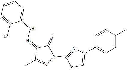 3-methyl-1-[4-(4-methylphenyl)-1,3-thiazol-2-yl]-1H-pyrazole-4,5-dione 4-[N-(2-bromophenyl)hydrazone] Struktur