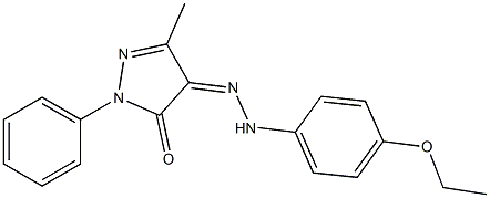 3-methyl-1-phenyl-1H-pyrazole-4,5-dione 4-[N-(4-ethoxyphenyl)hydrazone] Struktur